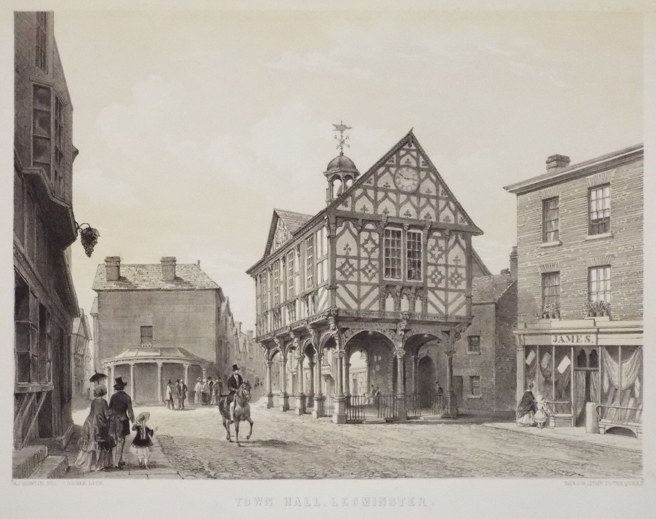 Lithograph - Town Hall, Leominster. - Haghe